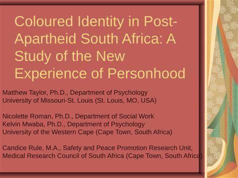  Families and Friends: Exploring Social Ties in Post-Apartheid South Africa - A Tapestry of Identity and Belonging